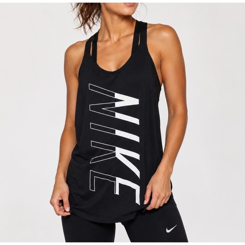 Nike Breathe Elastika Dri-FIT Tank Top Womens S Black Training Gym Racerback